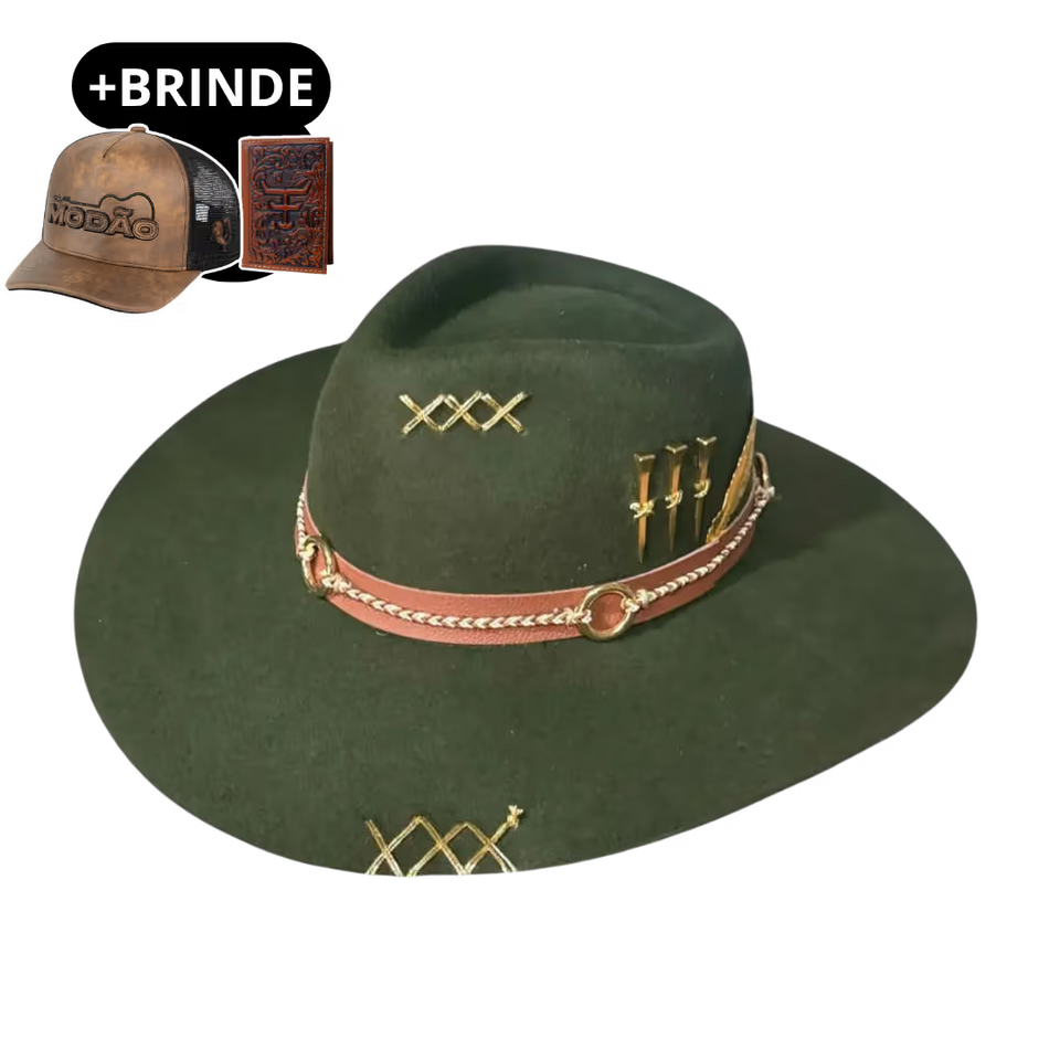 Chapéu 3 Cravos Verde + Boné e Carteira GRÁTIS