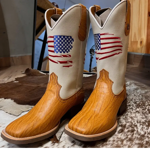 Bota Texana Americana Mostarda Arranhada