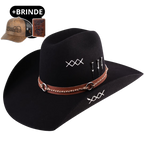 Chapéu 3 Cravos Americano Preto + Boné e Carteira GRÁTIS