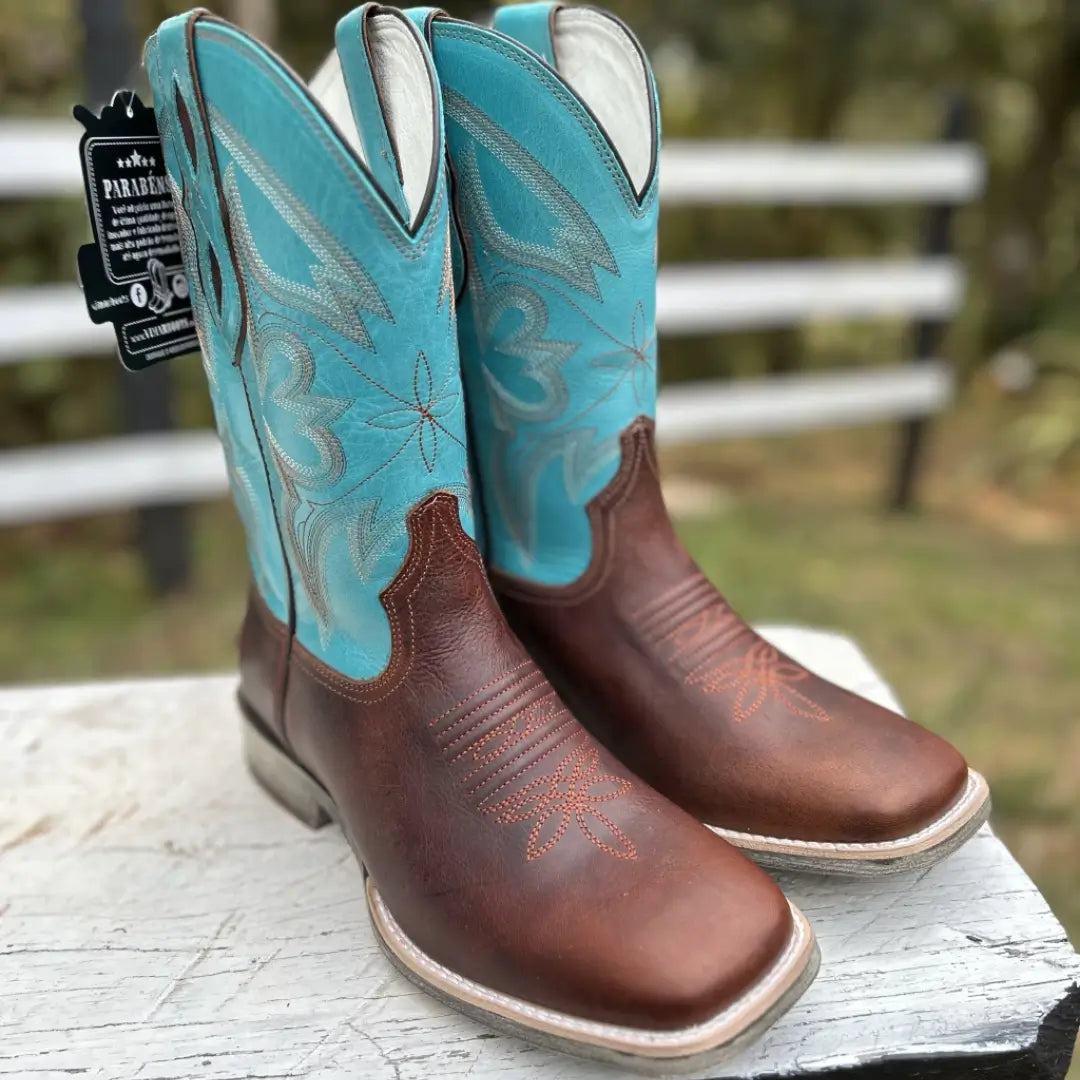 Bota Texana Vimar Havana Turquesa