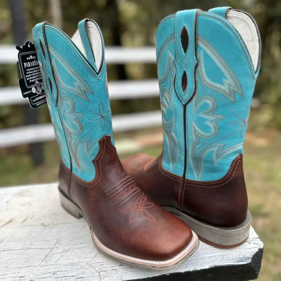 Bota Texana Vimar Havana Turquesa