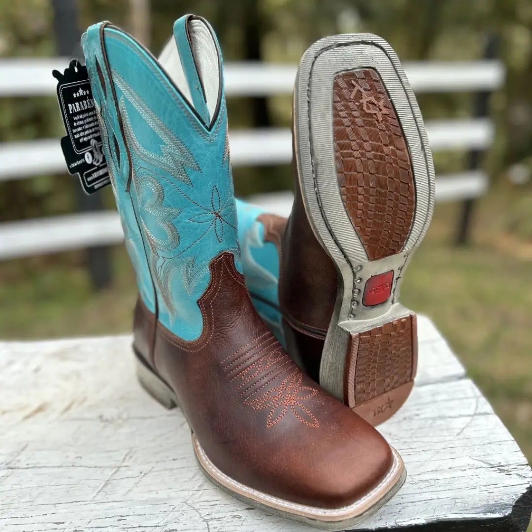 Bota Texana Vimar Havana Turquesa