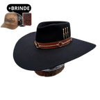Chapéu 3 Cravos Casca de Bala Preto + Boné e Carteira GRÁTIS