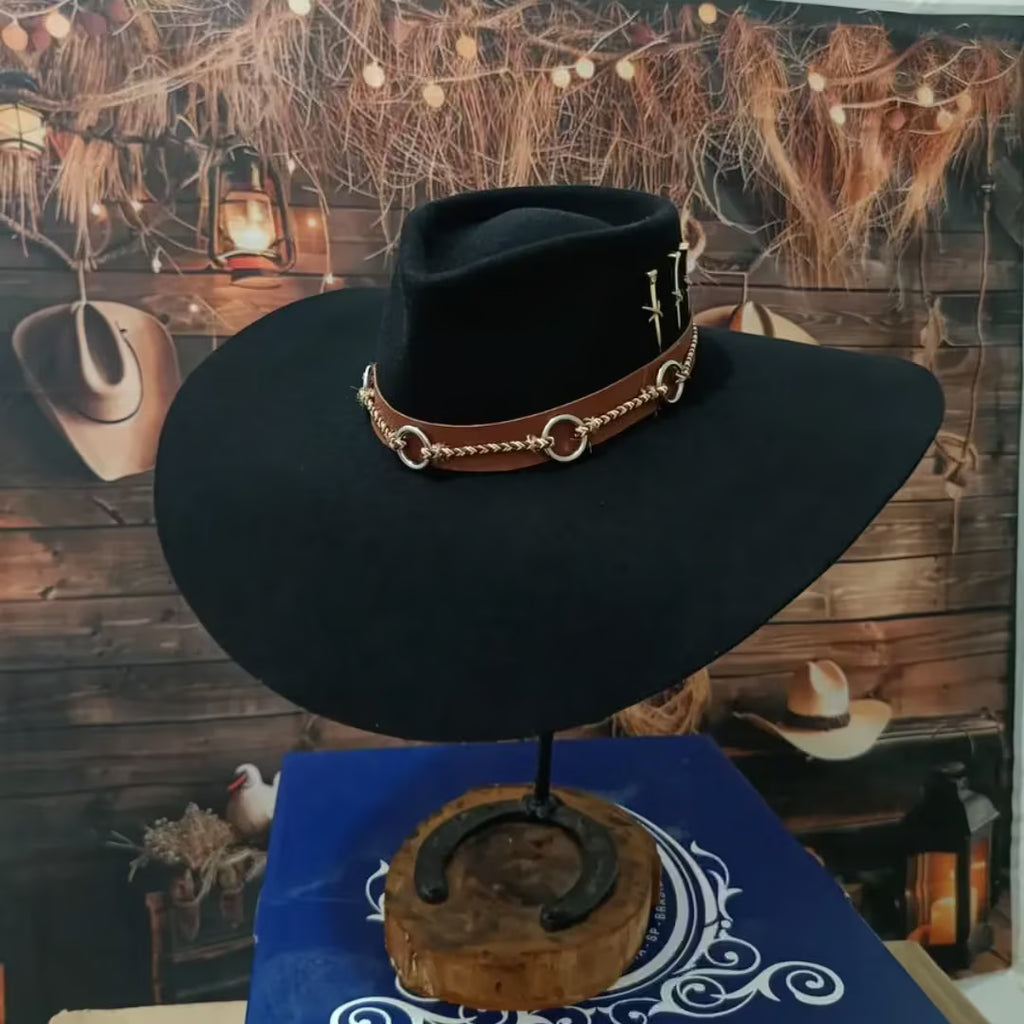 Chapéu 3 Cravos Casca de Bala Preto + Boné e Carteira GRÁTIS