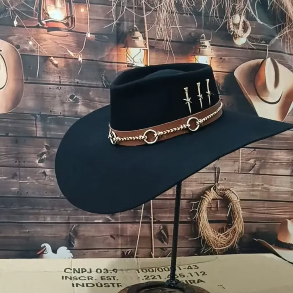 Chapéu 3 Cravos Casca de Bala Preto + Boné e Carteira GRÁTIS
